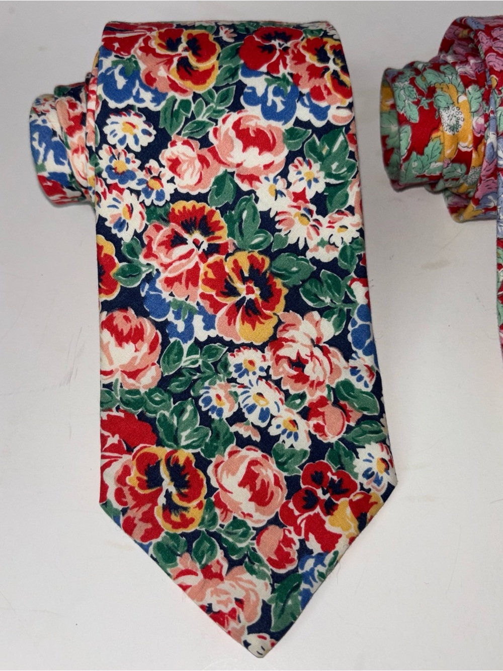 Two Liberty of London Floral Ties Cotton Made USA Vintage Necktie - Picture 6 of 8